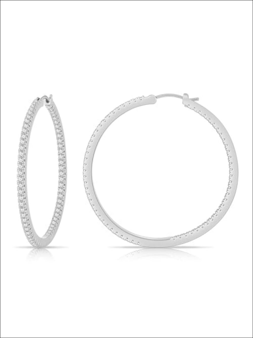 14K Gold Plated CZ Hoop Earrings 925 Sterling Silver Post